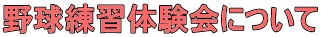 野球練習体験会について